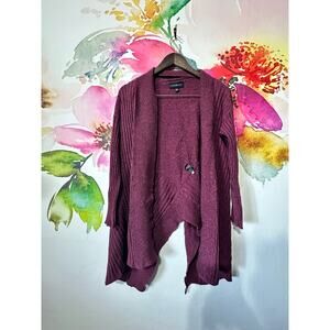 Lane Bryant Burgundy Ribbed Knit Cardigan Sweater Womens Long Sleeve Open 14/16